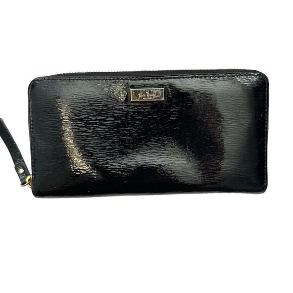 Kate Spade zip around continental black patent leather wallet - Picture 1 of 11